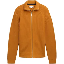 TOM TAILOR Herren Strickjacke mit Rippstruktur, braun, Uni, Gr. XXL