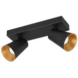 meineWunschleuchte Wandstrahler & Deckenstrahler Schwarz Gold 2flammig, 28cm kurz