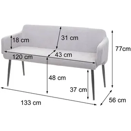 Mendler Esszimmer-Set HWC-L13, 4er-Set Stuhl+Sitzbank Esszimmergruppe Sitzgruppe Esszimmergarnitur, Stoff/Textil ~ grau