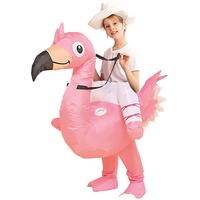 AirSuit® Aufblasbare Verkleidung Rosa Flamingo für Kinder | Größe 90 bis 120cm | Aus sehr strapazierfähigem Polyester - Angenehm zu tragen | Inklusive Aufblassystem | Riesiges Tier | OriginalCup®