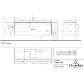 Villeroy & Boch Collaro Waschbeckenunterschrank C02800RH 160 x 55 cm Kansas Oak