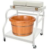 MEHOOSPVN Salon Foot Bath Spa Trolley Wagen mit Zusammenklappbarer Tischplatte und Klein Lenkrollen, Beauty-Salon, Nagel- oder Fußbad, Kosmetiker für Fußstütze Pediküre Maniküre Massageliege, Weiß