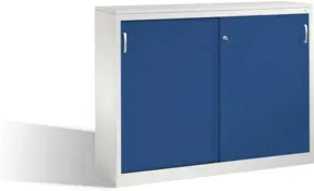 C+P Sideboard mit Schiebetüren Acurado, H1200xB1600xT500mm, Front Enzianblau, Korpus Lichtgrau