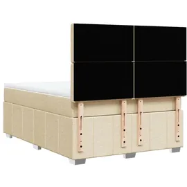 vidaXL Boxspringbett mit Matratze Creme 160x200 cm Stoff - Creme