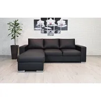 Quattro Meble Schwarzes Echtleder Ecksofa Mallorca 245 x 170 cm Sofa Couch mit Bettfunktion und Bettkasten Echt Leder Eckcouch Leder Sofa Ledercouch (Ecke Links 164 x 245 cm)