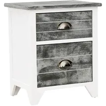 vidaXL Nachtschrank Grau und Weiß 38 x 28 x 45 cm Paulownia-Holz