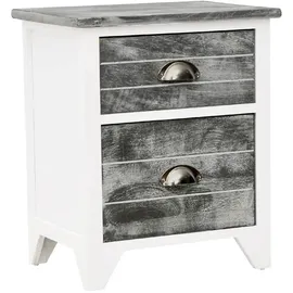 vidaXL Nachtschrank Grau und Weiß 38 x 28 x 45 cm Paulownia-Holz