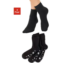LAVANA ABS-Socken 3 Paare Schwarz 35-38