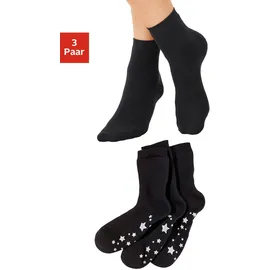 LAVANA ABS-Socken 3 Paare Schwarz 35-38