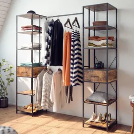Vicco Kleiderschrank Fyrk 180 x 187 x 45 cm Eiche rustikal/Schwarz