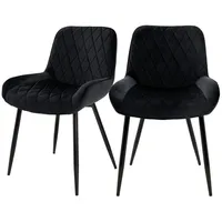 ML-Design 2er Set Esszimmerstühle mit Rücken- und Armlehnen, Schwarz, Samt Sitzfläche, Metallbeine, Küchenstühle Küchenstuhl Wohnzimmerstühle