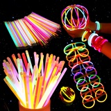 Unomor 200 Leuchtstäbe Knicklichter Party Set (7 Farben, 475 PCS) mit 275 Anschlüssen macht für Knicklichter Ketten, Dreifach Armbänder, Set für Brillen und Vieles Mehr
