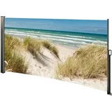 Lemodo Seitenmarkise ausziehbar rechts, 180 cm hoch, Seitenrollo mit Fotodruck Ostsee