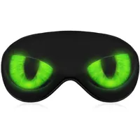 Grüne Schlafmaske mit lustigen Katzenaugen, Augenbinde, verstellbar, superweich, weich, für Männer und Frauen, Reisen und Nickerchen