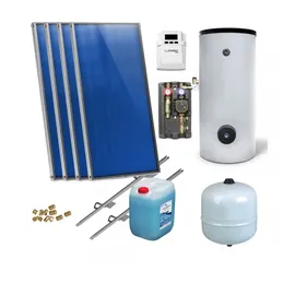Sunex Flachkollektoren Warmwasser Solarpaket 4 Kollektoren Speicher Flachkollektor