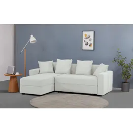Ecksofa "KILLAM, 217 cm, L-Form, mit Schlaffunktion u. Bettkasten", beige (creme), B:217cm H:85cm T:154cm, 100% Polyester, Sofas, Ecksofa, Schlaffunktion u. Bettkasten, links/rechts, Cord und Webstoff
