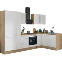 kochstation Winkelküche Florida L-Form 300 cm Weiß