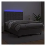 vidaXL Boxspringbett mit Matratze & LED Grau 140x200 cm Kunstleder