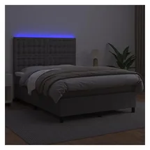vidaXL Boxspringbett mit Matratze & LED Grau 140x200 cm Kunstleder