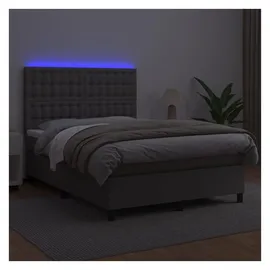 vidaXL Boxspringbett mit Matratze & LED Grau 140x200 cm Kunstleder