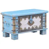 Marrakesch Orient & Mediterran Interior Truhenbank Truhe Ezgi Holz Blau 80cm, Boho Vintage Orient Aufbewahrung (1-St), mit Stauraum blau