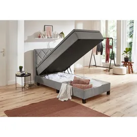 SUN GARDEN Boxspringbett 120 x 200 cm H3 Grau/Silber