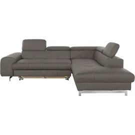 Cotta Ecksofa "Chef L-Form", braun (cocoa), B:257cm H:72cm T:206cm, Luxus-Microfaser (100% Polyester);Kunstleder Softlux;Leder Advantage (abgedecktes Spalt-Rindsleder), Rückseite mit schwarzem Spannstoff bezogen;NaturLEDER (echtes Rindsleder), Rückseite mit