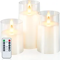 Homemory LED Elektrische Kerzen mit Fernbedienung & Timer, Batteriebetriebene Kerzen mit Flammen-Effekt, Perfekt für Weihnachtsdeko & Wohnzimmer, 3er Set Weiß