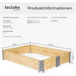Tectake tectake® Hochbeet, aus Holz, vielseitig nutzbar, 120 x 80 x 19 cm