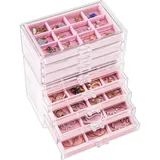 ProCase Acryl Schmuck Organizer Schmuckschatulle für Damen Durchsichtige Schmuckaufbewahrung Schmuckkästchen Schmuckbox mit 8 Schubladen für Ohrringe, Ringe, Armbänder -Grau