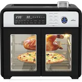 Homelux Heißluftfritteuse XXL Minibackofen mit Umluft, 1700W 18 Programme, 7 Zubehörteile inkl. Drehspieß, Doppelventilator, Heißluft-Backofen,