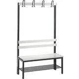 C+P Garderobenbank Basic mit Schuhrost, H1650xB1000xT403mm, Schwarzgrau/Lichtgrau