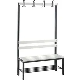 C+P Garderobenbank Basic mit Schuhrost, H1650xB1000xT403mm, Schwarzgrau/Lichtgrau