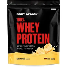 Body Attack 100% Whey Protein Banane Milch Pulver 900 g