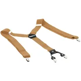 Breite Hosenträger, Y-Form, 4 Clips, Echtleder-Applikation, beige