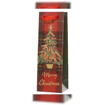 Christmas Decorations Kaemingk Geschenktüte Flasche Weihnachten 12x10x36cm mit Henkel 1 Stück / Grün