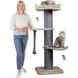 Happy Pet Premium Kratzbaum Grosse Katzen Stabil 'Freddy' – 150 cm Großer Katzenbaum, Kletterbaum für Maine Coon, 20 cm Dicke Stämme - Cappuccino