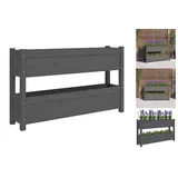 vidaXL Pflanzkübel Grau 112x25x66 cm Massivholz Kiefer