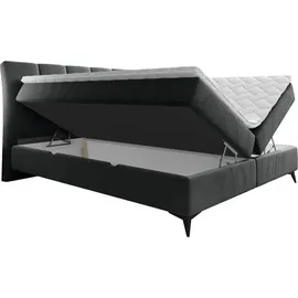 Mirjan24 Boxspringbett Forever, Bett mit zwei Bettkästen, Stilvoll Schlafzimmer Polsterbett (Fresh 32, Größe: 160x200 cm) - Grau