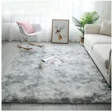 luxuskollektion Shaggyteppich 120 x 80 cm Weiß/Grau