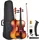 Vevor Violine 4/4, 584,2 mm Armlänge, Geigenset mit Hartschalenkoffer, Kolophonium, Bogen, Schulterstütze, Steg, zusätzlichen Saiten, professionelles Massivholzinstrument (glänzend braun)