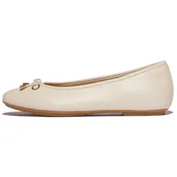 FitFlop Delicato Bow Soft Leather Ballet Flats Ballerinas, beige,