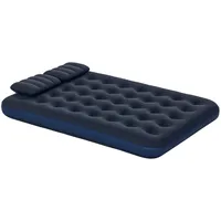 Outsunny Luftmatratze mit Handpumpe, Kopfkissen, Blau, 203x152x22 cm