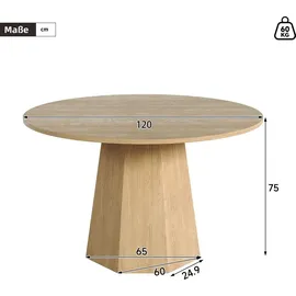 stilvora Küchentisch Ø 120 cm braun