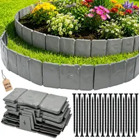WEXFFU Rasenkante Kunststoff, 25 PCS Beeteinfassung Beetumrandung Kunststoff, Beetbegrenzung Wetterfest & UV-Beständig, Mähkante Gartenzaun Für Garten Border Blumenbeet, Grau