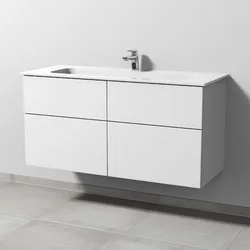 Sanipa 3way Kombination mit Keramikwaschtisch Design 120 cm, 4 Auszüge mit Push to open, Badmöbel,