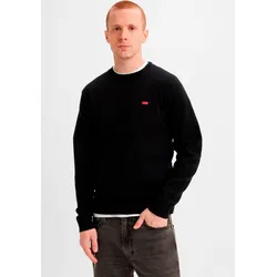 Wollpullover LEVI'S "ORIGINAL HM SWEATER", Herren, Gr. L, schwarz (meteorite), Strick, Obermaterial: 80% Wolle, 20% Polyamid, casual, Rundhals, Langarm, Pullover, in klassischer Rundhalsform