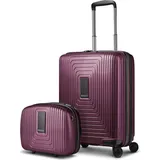 Redolz Essentials 14 Kofferset 2 tlg. Kabinentrolley mit Dehnfalte & Beautycase rot