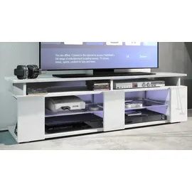 Vladon Movie Lowboard 134 x 29 x 39 cm Weiß matt/Eiche