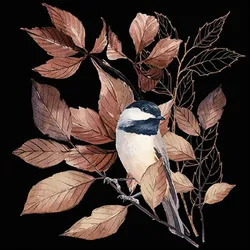 20 Servietten Papier 33x33cm 3-lagig - hochwertige Einweg Papierservietten Herbst Motiv Vogel Zweig Blätter schwarz natur elegant Tischdeko Dinner